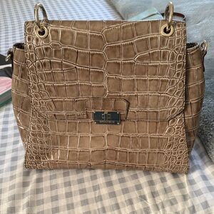 Brahmin Elegant Crocodile Embossed Tan Handbag